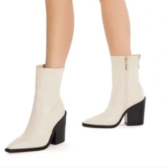 Larroude Womens White Leather The James Ankle Boots - Picture 9 of 9